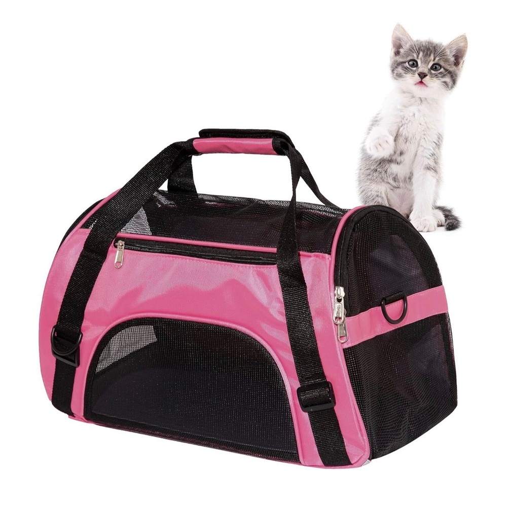 MuchL Pink Soft Sided Pet Carrier Airline Approved Small Cat Dog Travel Bag
